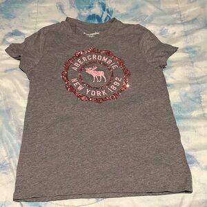 Abercrombie Kids Gray Tee with Pink Logo